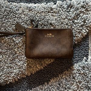 Coach Double Zip Leather Wristlet